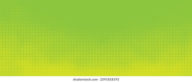 Abstract summer texture with green and yellow dots. Trendy halftone background. Dotted smoke clouds retro style.