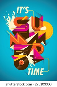 Abstract summer time poster. Vector illustration.