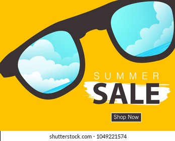 Abstract Summer time vector banner design with white hand written text and colorful beach elements in attractive background. editable Vector illustration.
