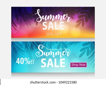 Abstract Summer time vector banner design with white hand written text and colorful beach elements in attractive background. editable Vector illustration.
