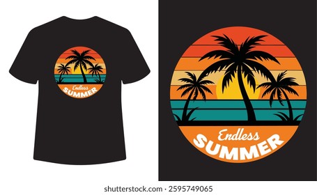 Abstract summer t-shirt design on white background.