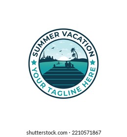 Abstract Summer Vacation logo design template