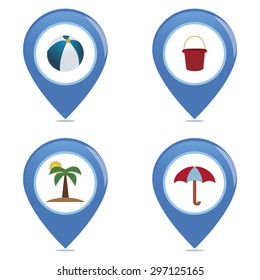Abstract summer vacation objects on a white background
