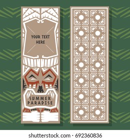Abstract Summer vector banner tribal tiki style .