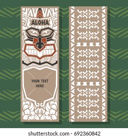 Abstract Summer vector banner tribal tiki style .