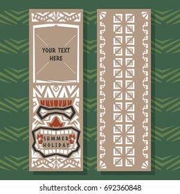 Abstract Summer vector banner tribal tiki style .