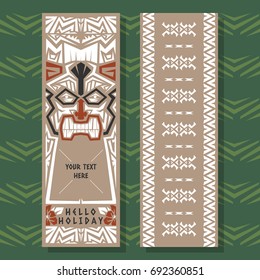 Abstract Summer Vector Banner Tribal Tiki Style .