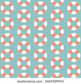 Abstract summer vector pattern swimming circle on a blue background.