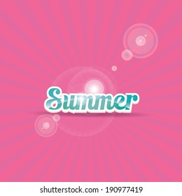 abstract summer vector pink rays background with word "summer". summer grunge shiny illustration.