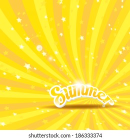 abstract summer vector rays background with word "summer".summer grunge shiny illustration. 
