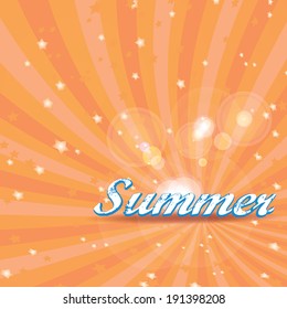 abstract summer vector rays background with word "summer". summer grunge shiny illustration.