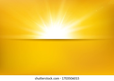 Abstract summer yellow background with sun beams, shadow divider line and copy space for your text - vector illustration - Shutterstock ID 1703506015