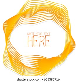Abstract summer yellow line template white background. Vector curve colored illustrations. Futuristic creative cover confetti, garland. Graphic frame modern design. Business energy texture text banner
