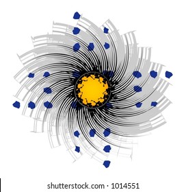 Abstract sun 02. The dots, the sun and the gray background are all on separate layers. (Vectors 51)