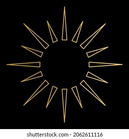 Abstract sun. Boho sun icon. Golden gradient color. Wicca, alchemy, mystical, magic, celestial, esoteric, sacred, spiritual, occultism inspired concept. Hand drawn vector.