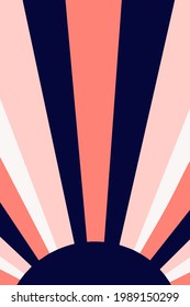 Abstract sun. Boho style poster. Sunset, sunrise. Vintage and modern geometric composition. Landscape. Wall decor, postcards. Mid-century art print.