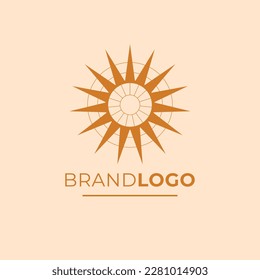 Abstract sun brand logo design. Compass logotype. Sun symbol logo template.