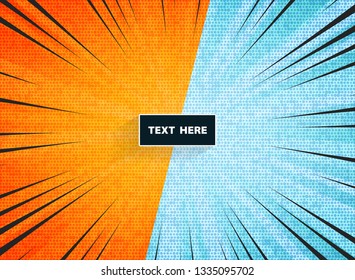 Abstract Sun Burst  Contrast Orange Blue Colors Background. You Can Use For Hot Sales Promotion, Versus, Fight Ad, Poster, Cover Design. Illustration Vector Eps10