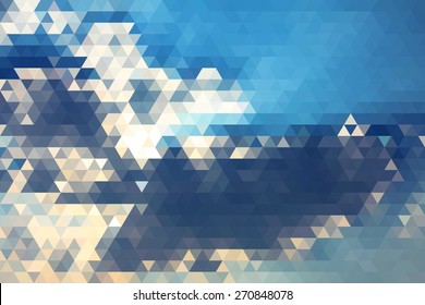 Abstract Sun In The Cloud Shadows Geometric Triangular Low Poly. Vector Illustration