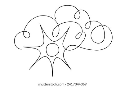 Abstract Sun and Clouds Line Art