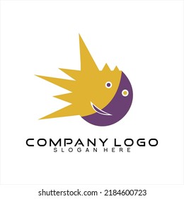 Resumen del diseño del logotipo del sol y del vector de la media luna. Logo de la caricatura