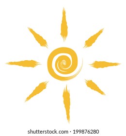 Abstract sun drawing isolated on white background.