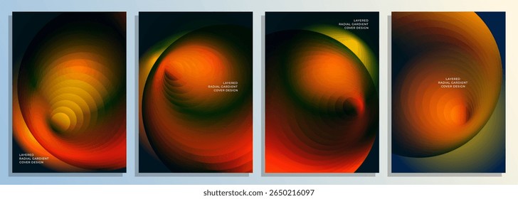 abstrato sol eclipse cor misturar círculo radial círculo em camadas capa design conjunto, para capa, cartaz, revista, catálogo, folheto, PPt, etc.
Conjunto de design vetorial EPS 10 tamanho A4.