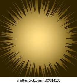 Abstract Sun, Explosion bubble, golden rays background. Vector illustration