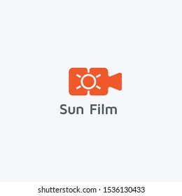 Abstract sun film logo design. Sky cinema icon illustration vector