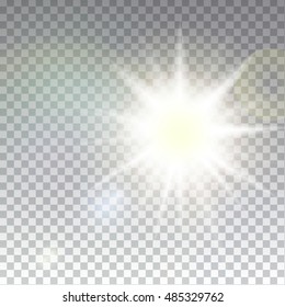 Abstract sun flare effect on light grey background. Vector eps10 illustration