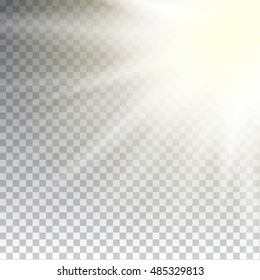 Abstract sun flare effect on light grey background. Vector eps10 illustration