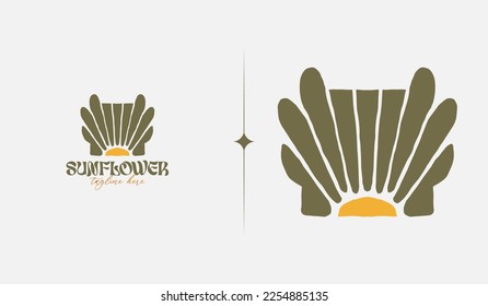 Abstract Sun Flower Logo Template. Universal creative premium symbol. Vector illustration. Creative Minimal design template. Symbol for Corporate Business Identity