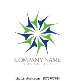 Abstract sun, flower, star logo design template vector illustration
