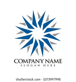 Abstract sun, flower, star logo design template vector illustration