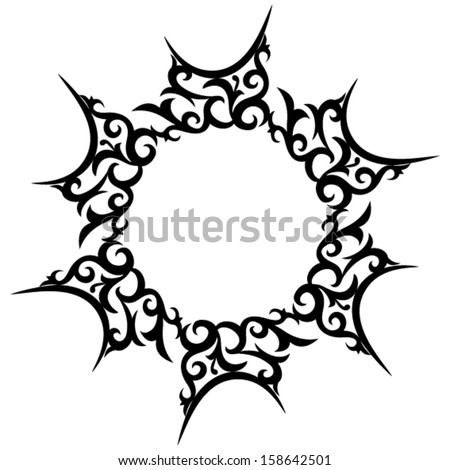Abstract sun, flower tattoo. Vector illustration.