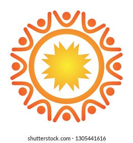 Abstract sun flowers ethnic vector isolated summer icon design. Vector sun icon vector isolated sign symbol.