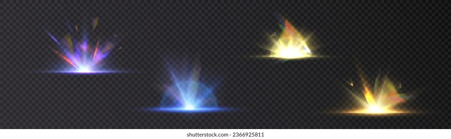 Abstract sun glare translucent glow with a special light effect. Vector blur in the movement of glowing highlights. Sun. Light effect	

