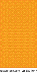 abstract sun graphic vector line art style yellow color with seamless repeat on vertical orange background
