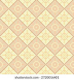 abstract sun of hand drawn squares. vector seamless pattern. beige repetitive background. modern decorative art. geometric fabric swatch. continuous textile design. embroidery template