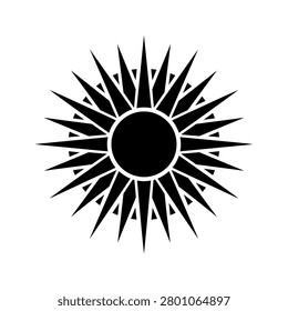 Abstract sun icon with numerous sharp rays for celestial design geometric celestial abstract minimalist silhouette radiance monochrome isolated intricate