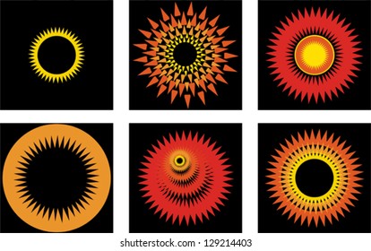 Abstract sun icon set