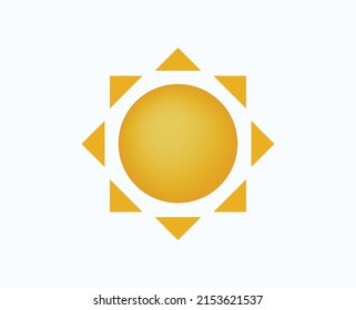 Abstract sun icon. Yellow symbol of hot summer and holidays sign of good weather without clouds and warm vector mood