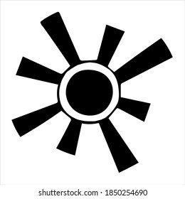 Abstract sun, isolated simple hand drawn black and white vector illustration on white background