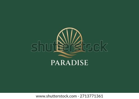 Abstract Sun Light Ocean Wave Logo Elegant Beauty Paradise Sign Symbol