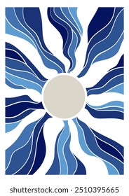 Abstract sun light shape poster. Hand drawn sun infantile style. Organic sunset shapes matisse style, naive art, contemporary backgrounds. Sunrise vector illustration