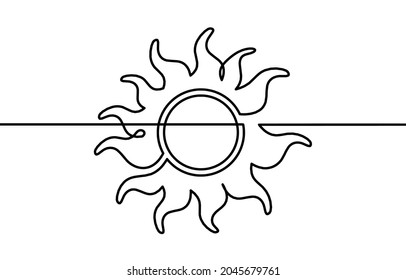 Abstract sun as line drawing on white background. Vector