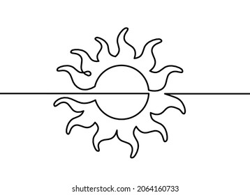 Abstract sun as line drawing on white background. Vector