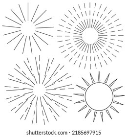 Abstract sun lines. Circle frame set. Vector illustration. stock image.