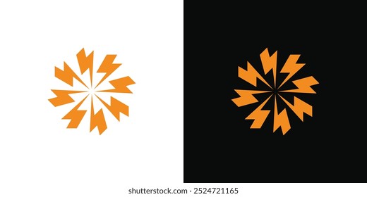 Diseño Abstractas del logotipo del sol. Círculo del relámpago o energía. Vector de Premium