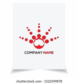 Abstract sun logo design template. Geometric dot circle science medicine sign.